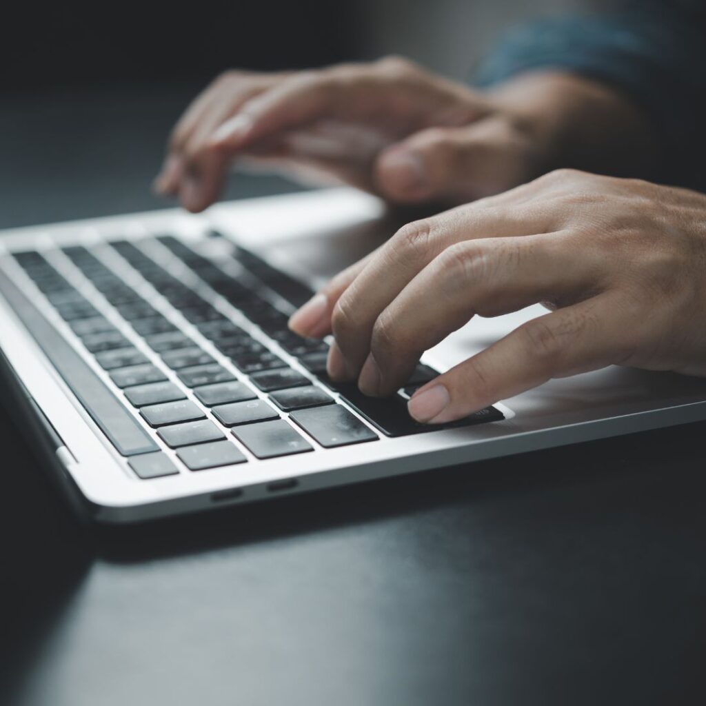 Laptop typing.
