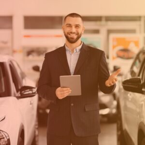 smiling car salesperson