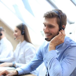 a man at a help desk